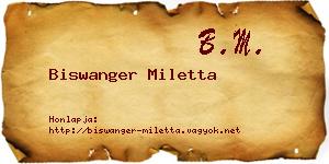 Biswanger Miletta névjegykártya